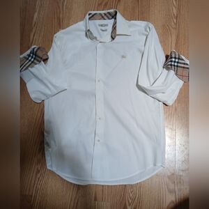 Burberry White Shirt with Check Details